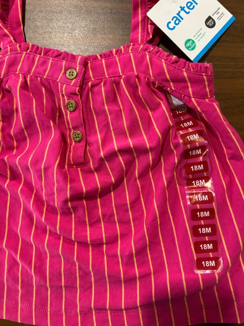 Carter's Pink Striped Toddler Tank Top - Picture 2 of 6